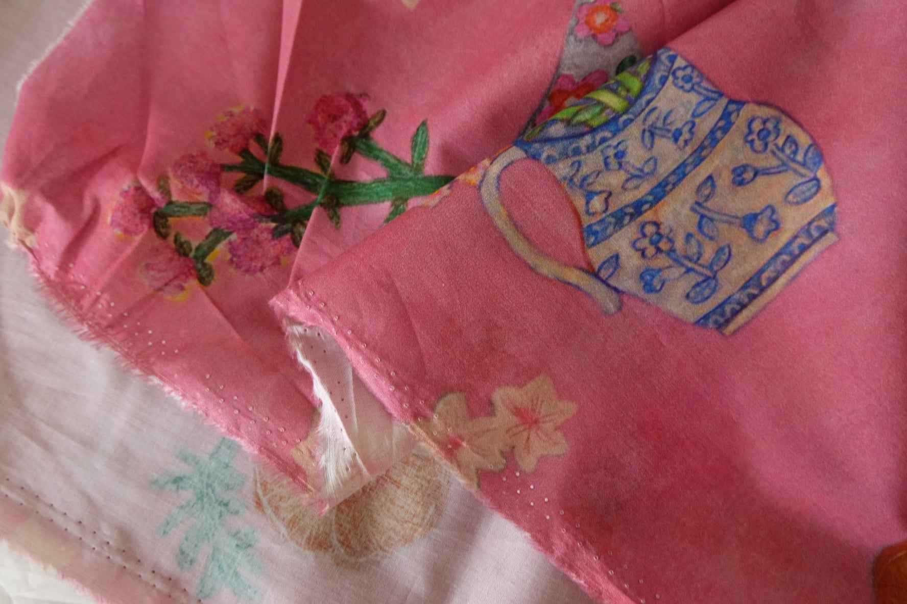 Pink Garden Teacup 60s Cotton Poplin Fabric – 3.3 yd