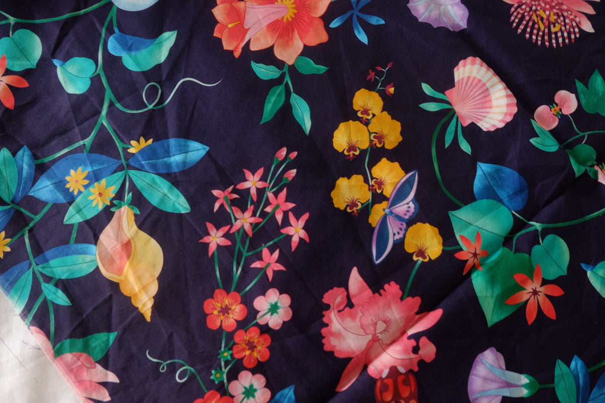 Tropical Night Garden Cotton Lawn — 1.20 yd