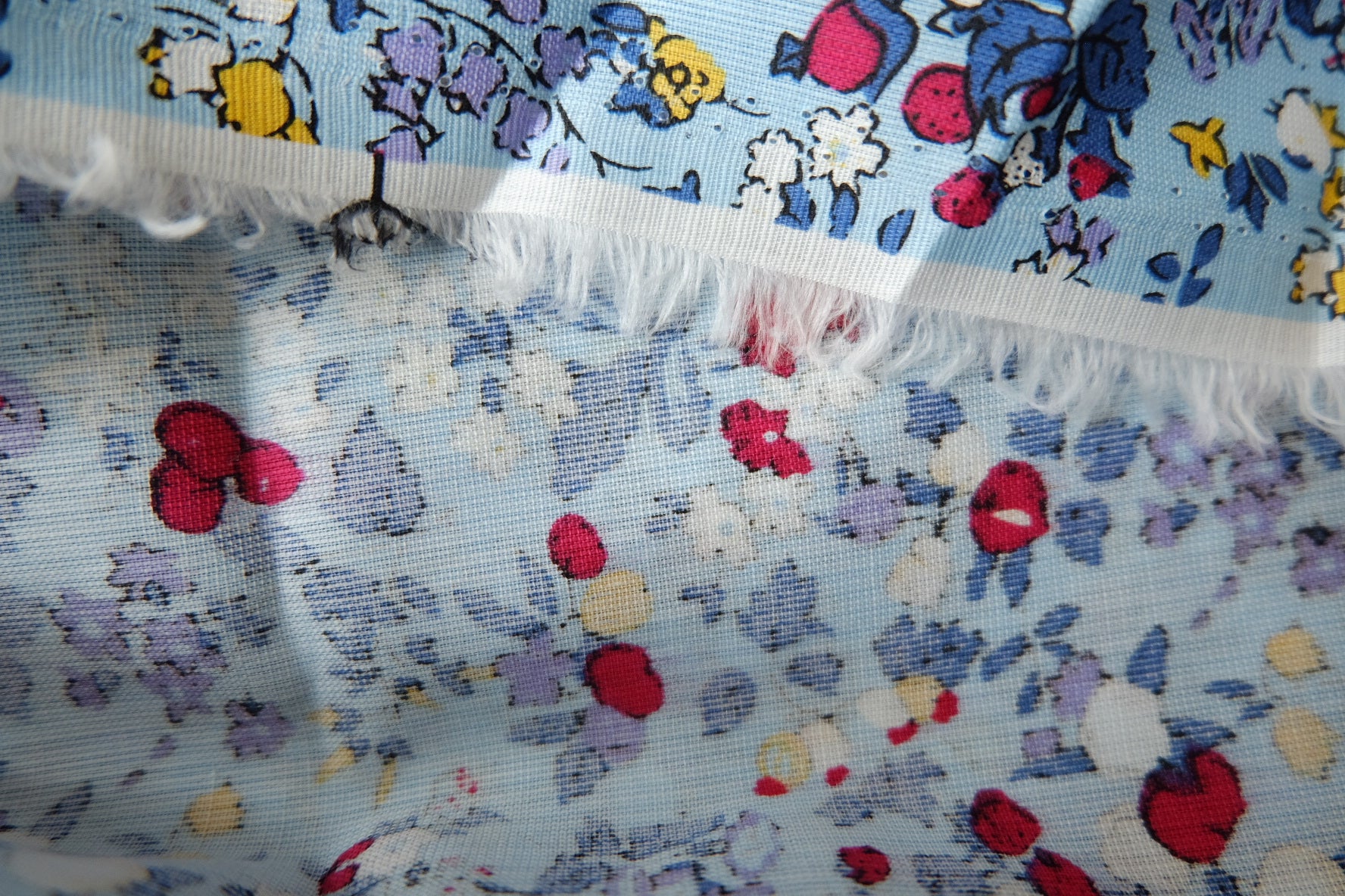 Blue Berry Floral Textured Cotton Fabric for Shirts and Skirts 2.2 Yards