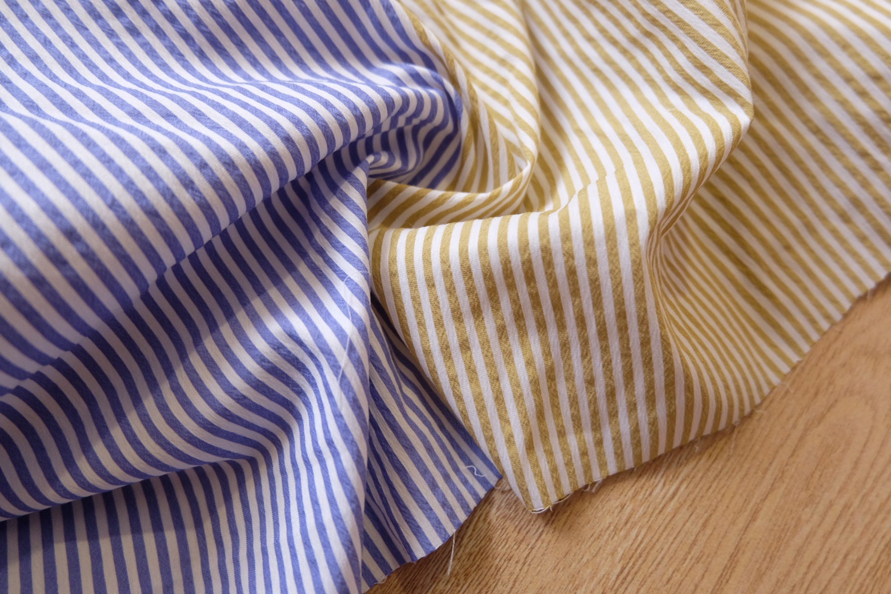 Half-and-Half Striped Shirting, Designer Cotton Blend, 2.2 Yards