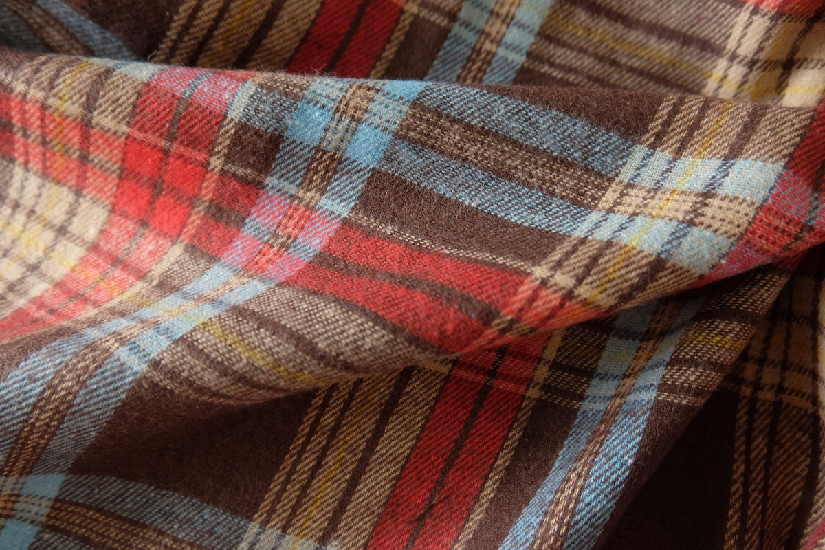 Autumn in Vermont – Soft Brushed Plaid Polycotton Shirting – 3.3 yd