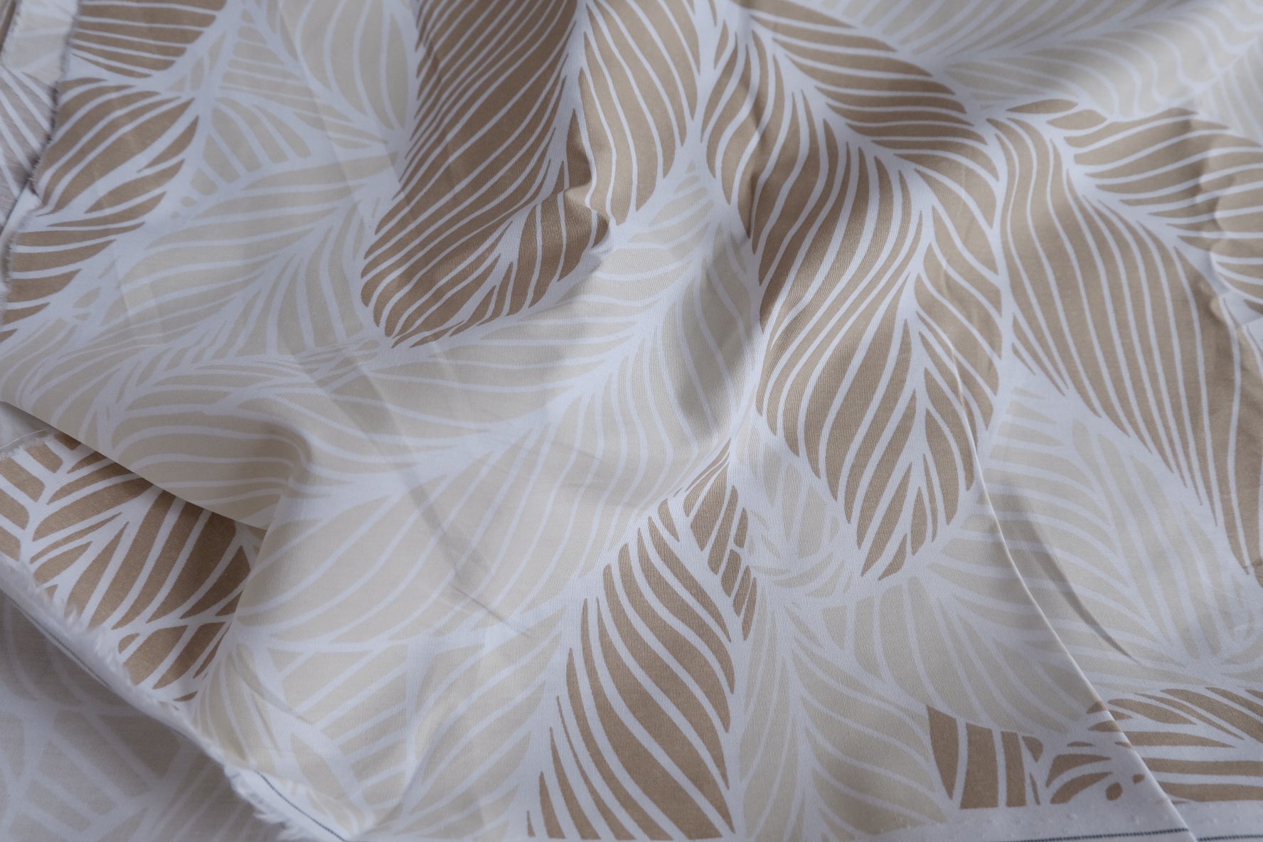 Neutral Leaf Cotton Poplin Fabric - 3.28 yd
