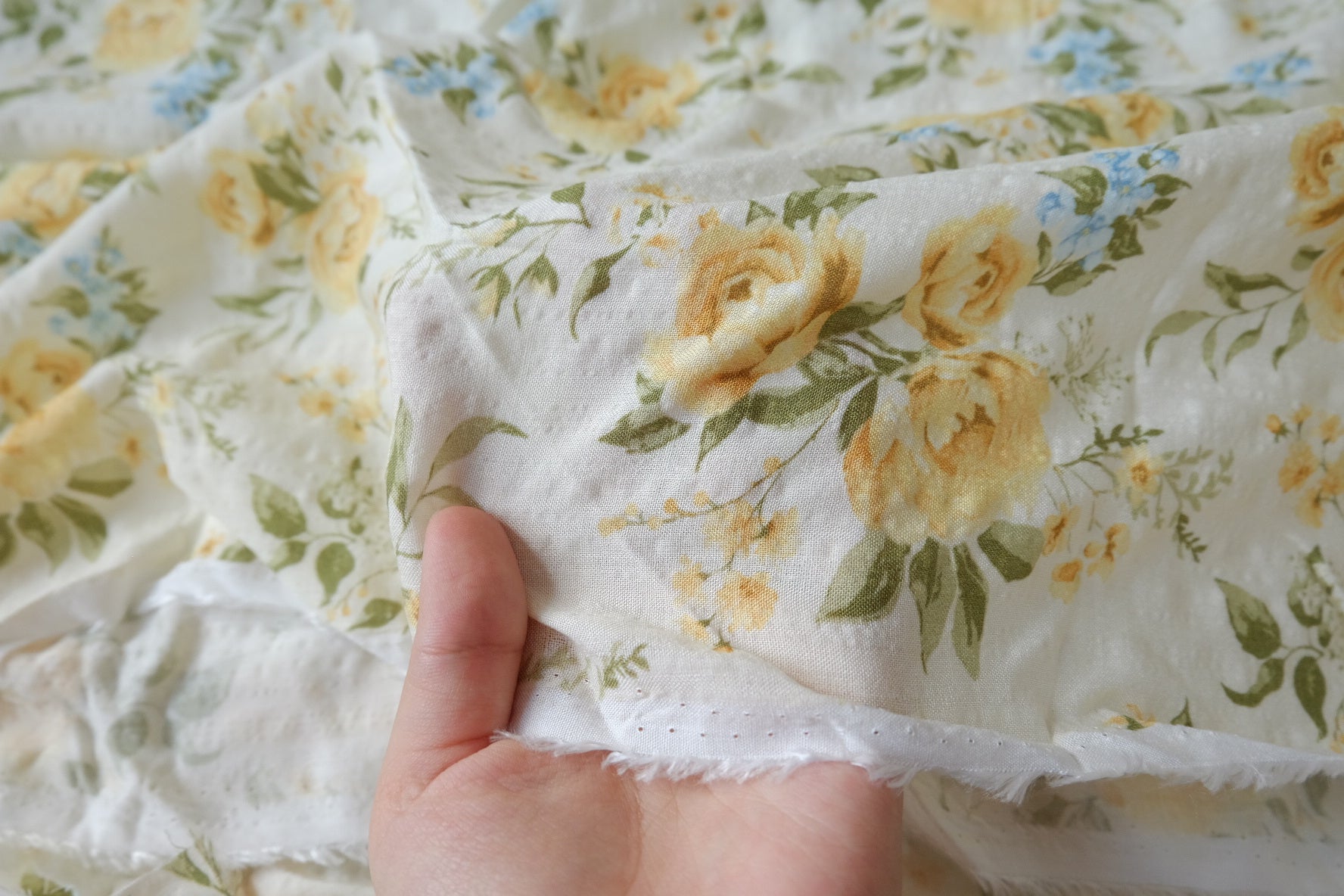 Soft Yellow Rose Linen-Cotton Fabric - 3.28 yd