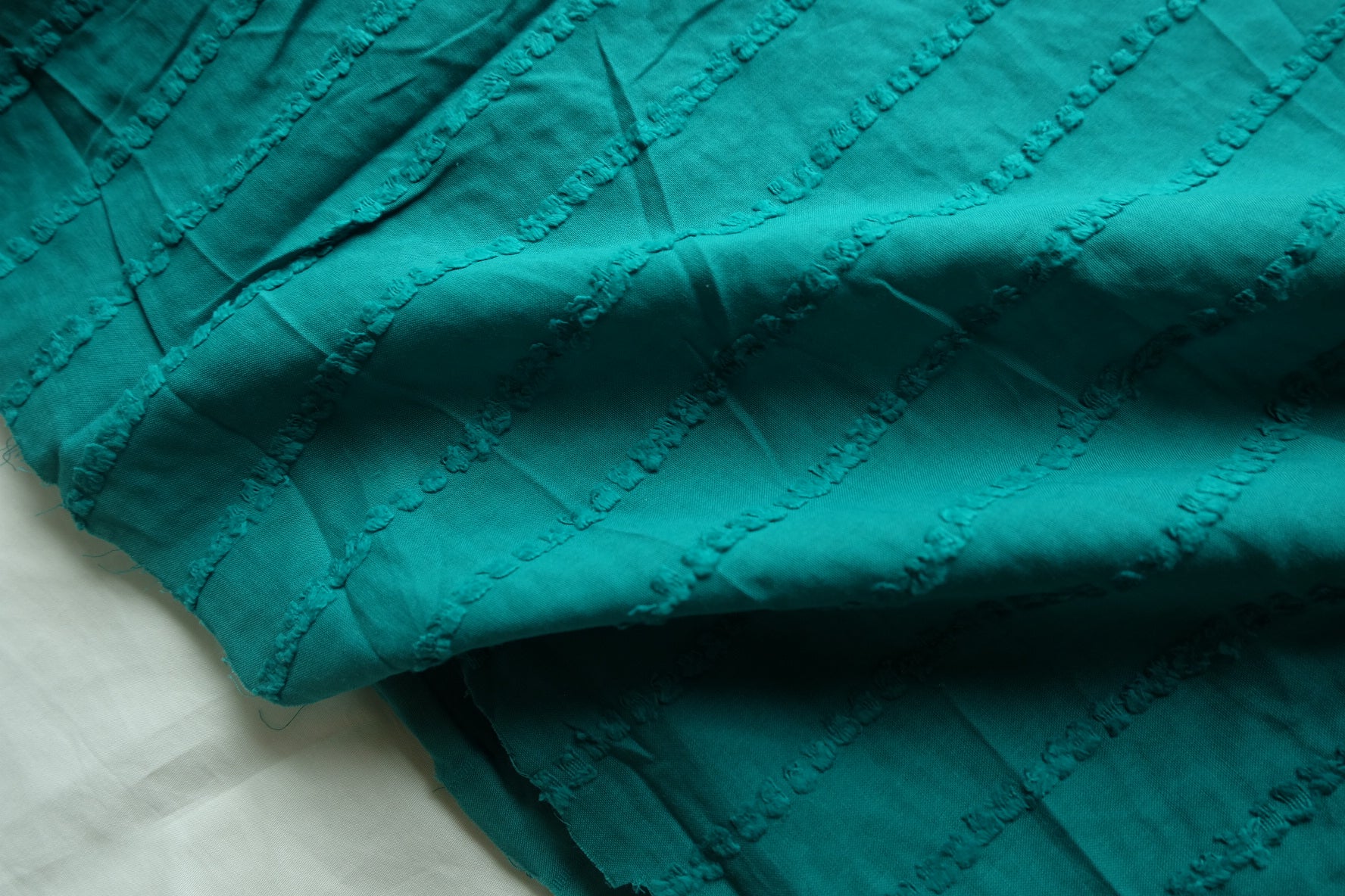Deep Teal Clip-Textured Cotton – 1.6 yd