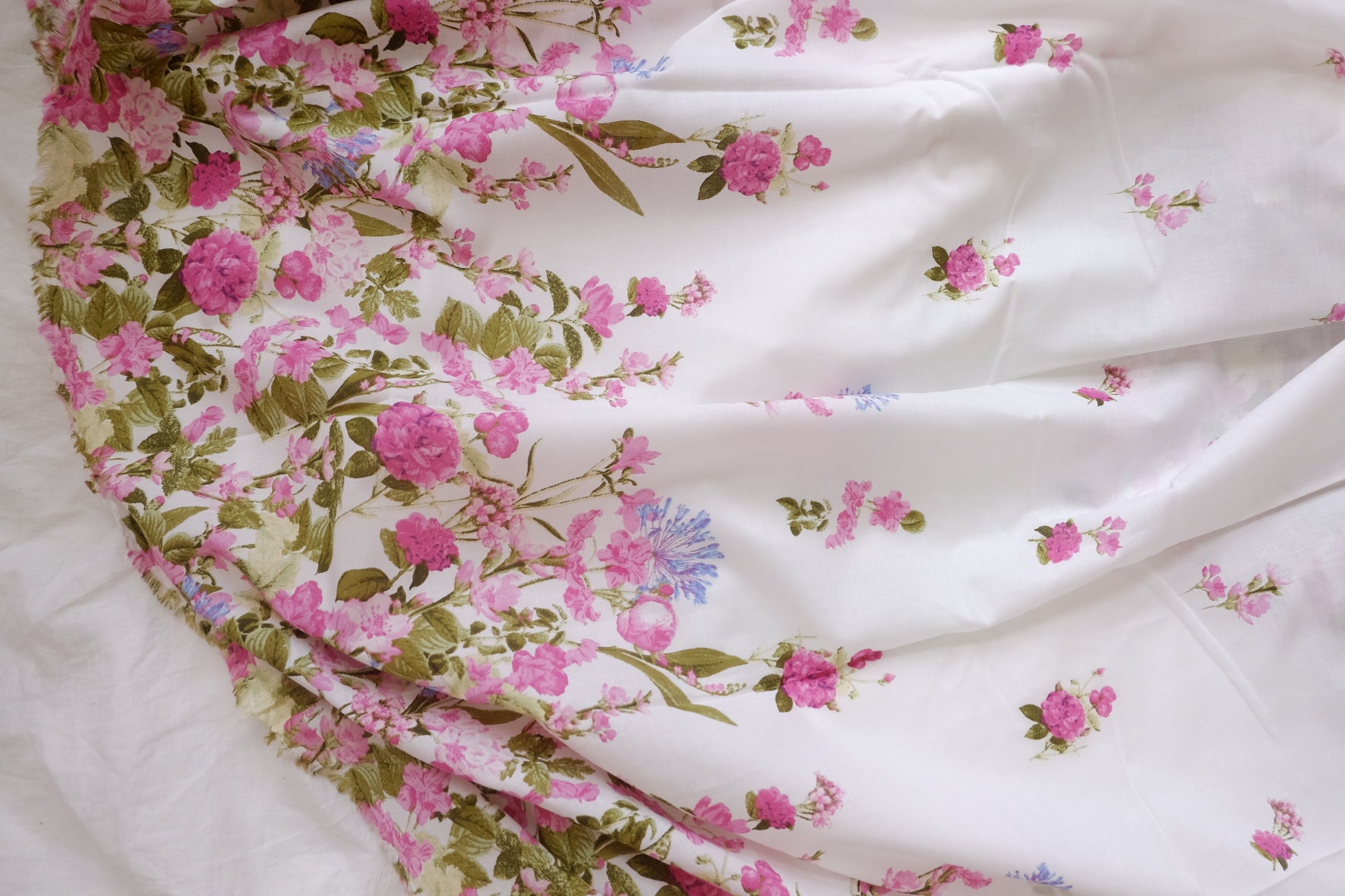 Pink Border Floral Cotton, 3.3 Yards