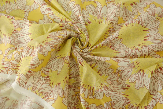 Yellow Daisy Silky Cotton Poplin Fabric - 1.6 yd