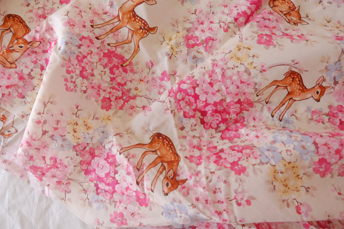 Little Deer in the Blossom Garden Cotton Lawn – 3.28 yd