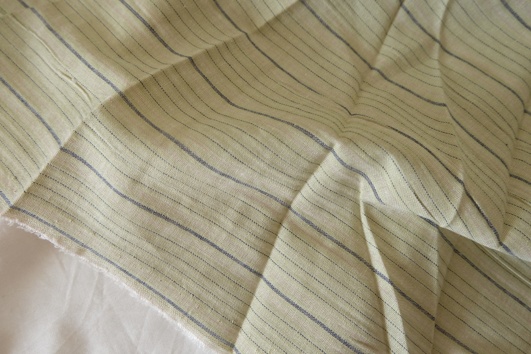 Soft Cotton Linen Blend Stripe Fabric – Natural Minimalist Woven Texture – 1.6 yd