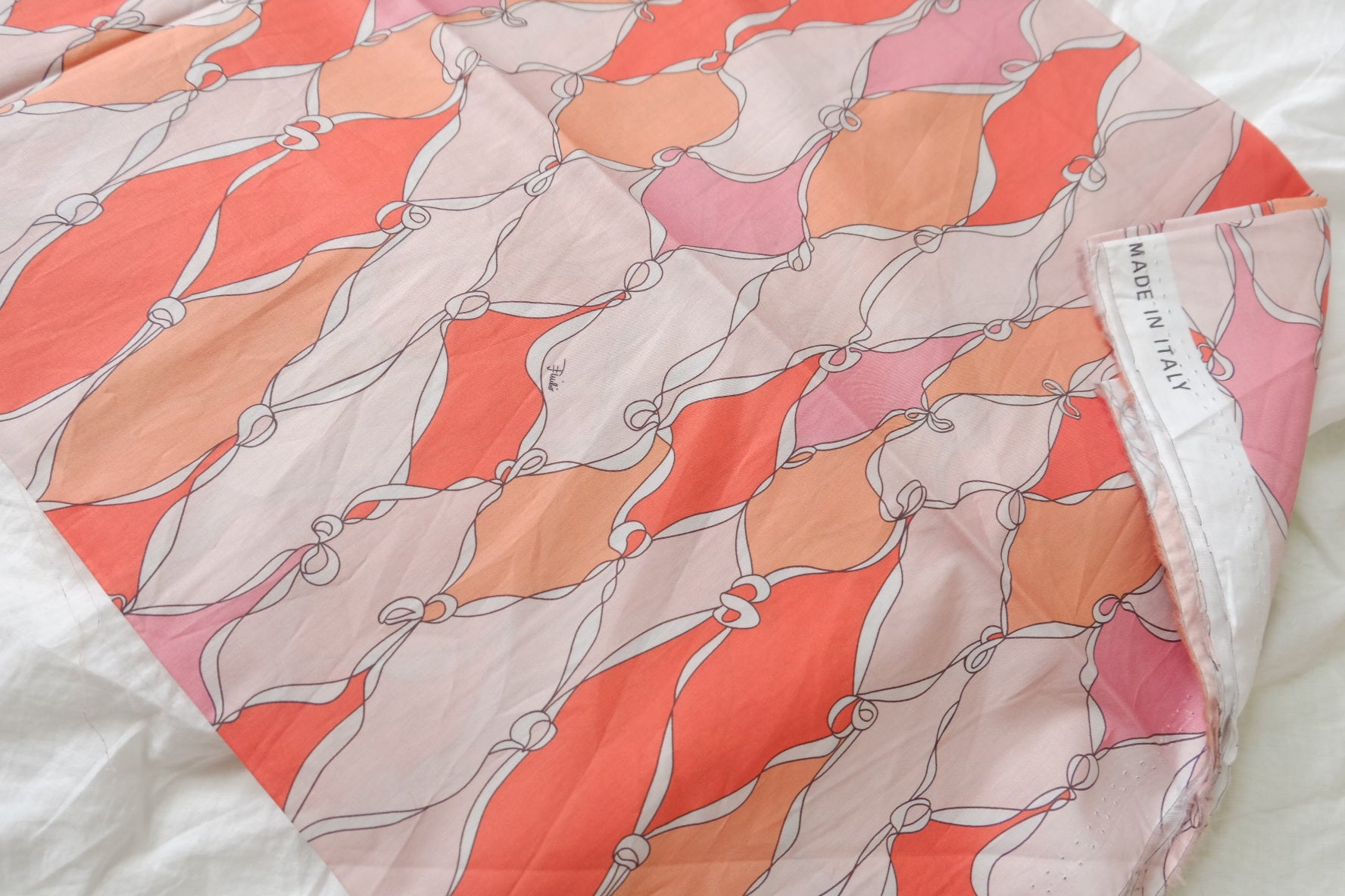 Coral Scarf Print Cotton Lawn Fabric - 1.31 yd
