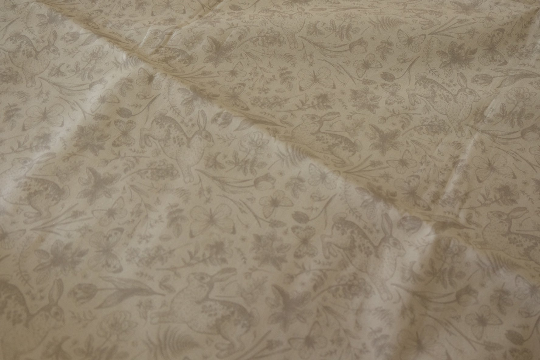 Neutral Rabbit Garden Cotton Fabric – 2.2 yd