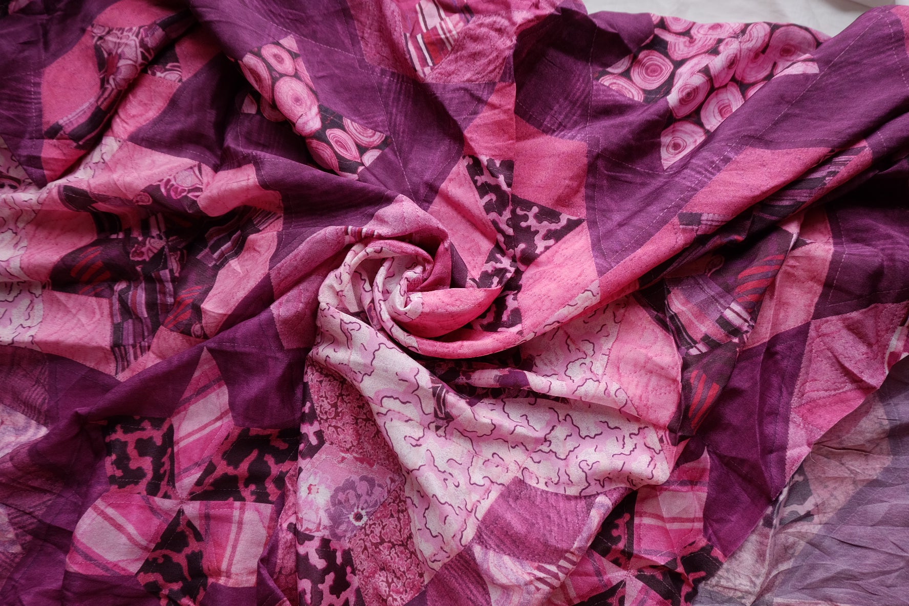 Berry Patchwork Viscose Fabric – 3.3 yd