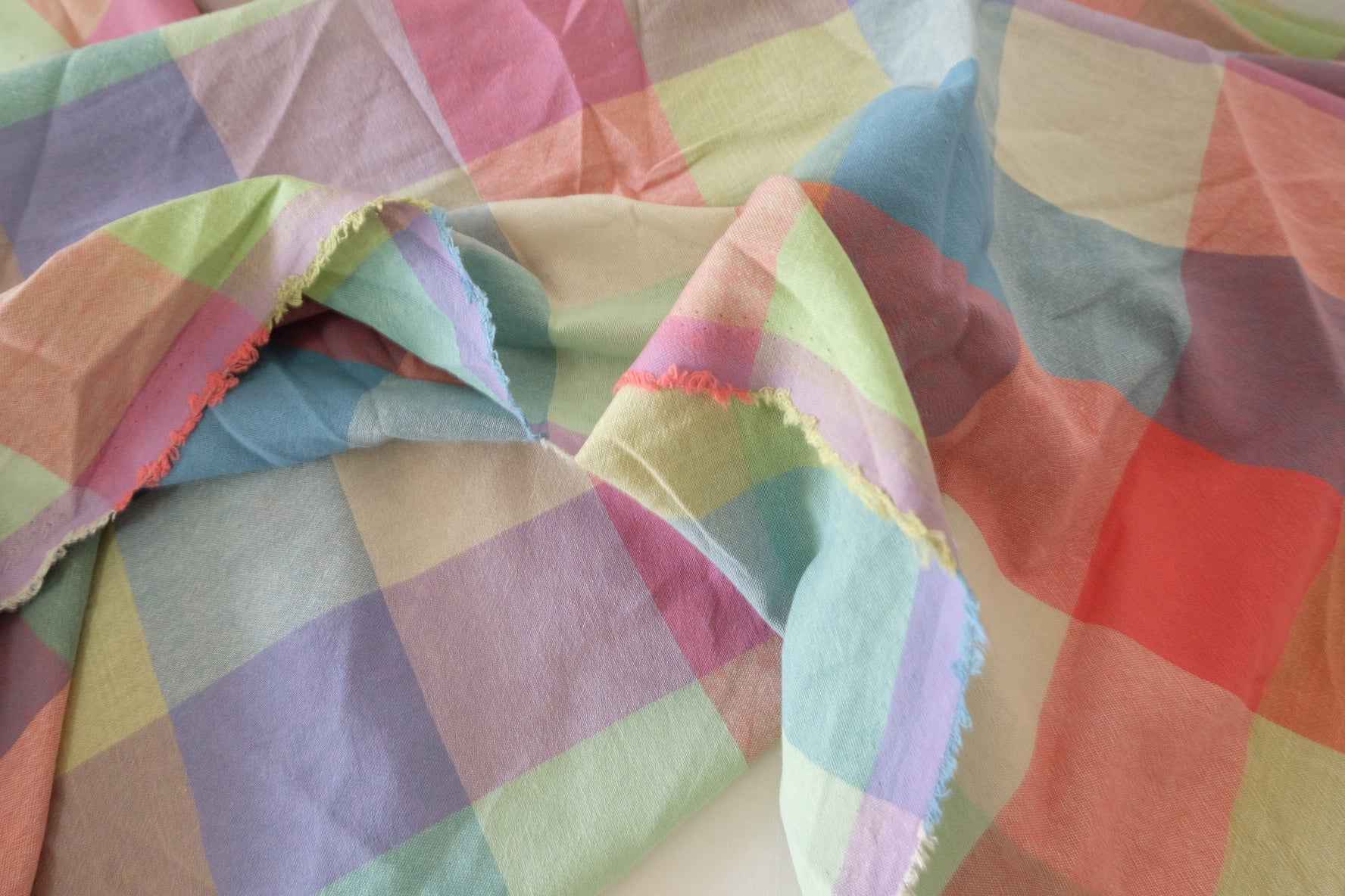 Washed Yarn-Dyed Plaid Cotton Fabric – 2.2 yd