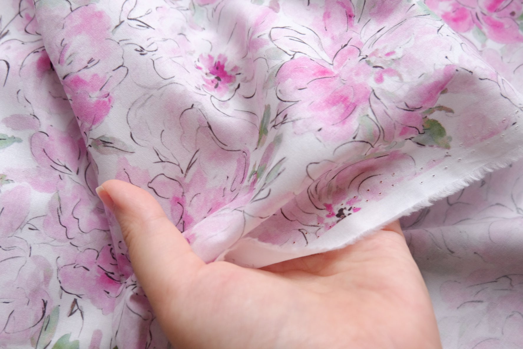 Pink Watercolor Floral Cotton Lawn – 3.3 yd
