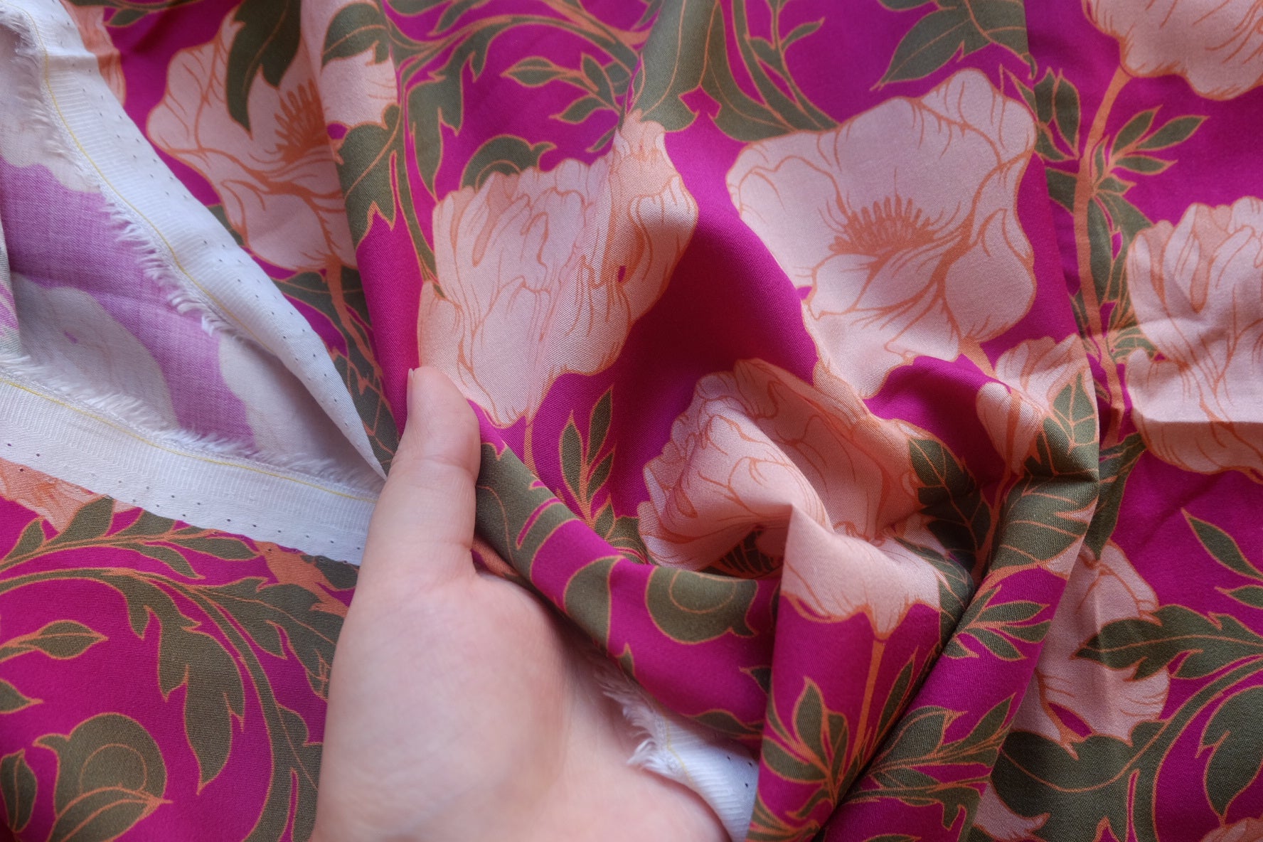 Fuchsia Botanical Cotton Rayon Sateen – 3.3 yd