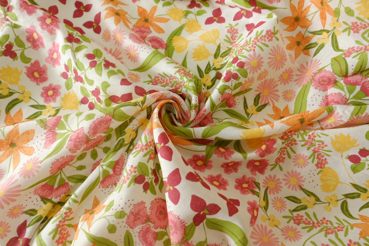 Summer Garden Floral Cotton Linen – 3.3 yd