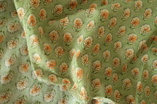 Green Floral Cotton Lawn Fabric – 2.2 yd