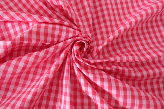 Pink Gingham Cotton Fabric – 2.2 yd