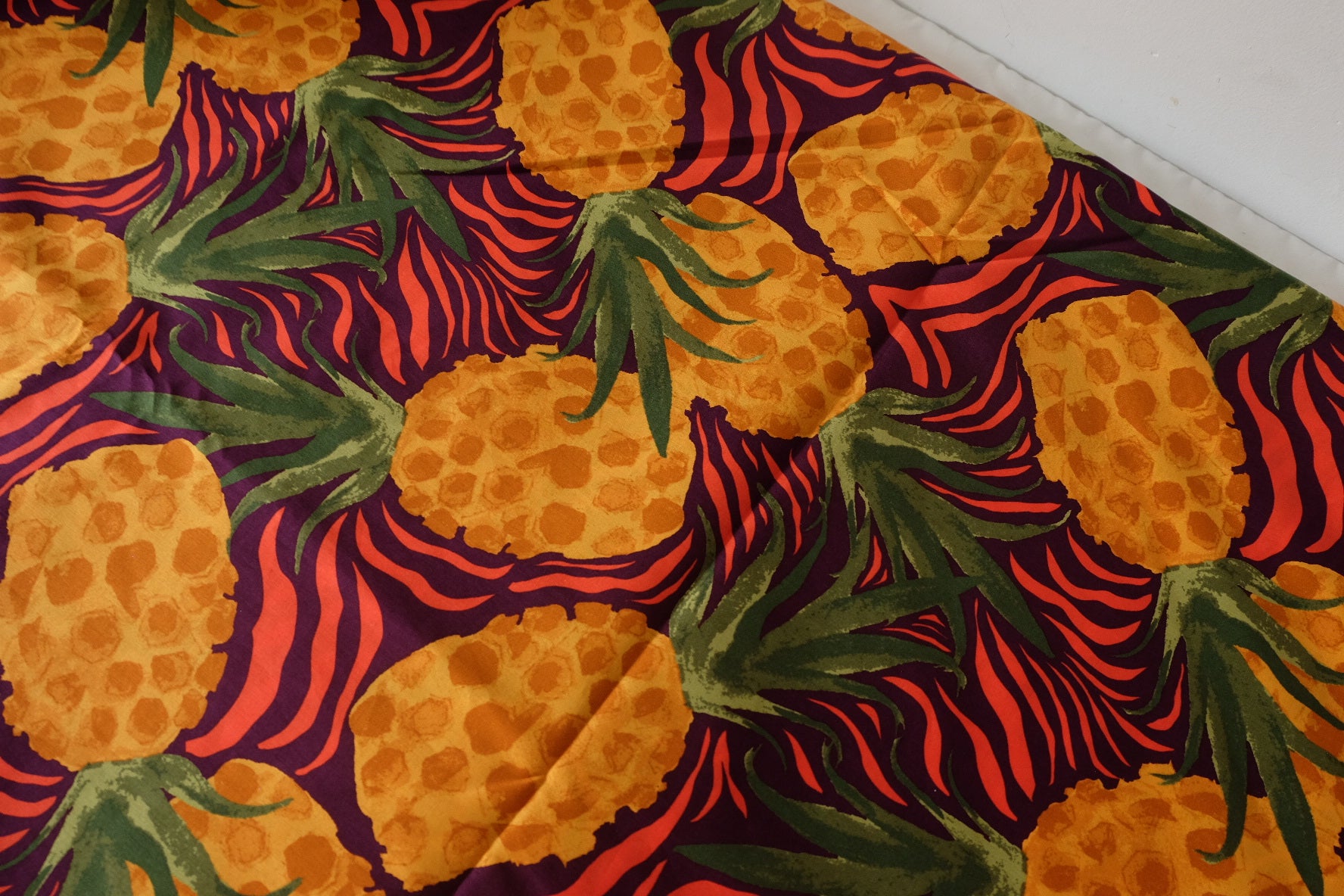 Tropical Pineapple Cotton Lawn Fabric – Silky Lightweight Dress Weight, 1.64 yd/2.19 yd