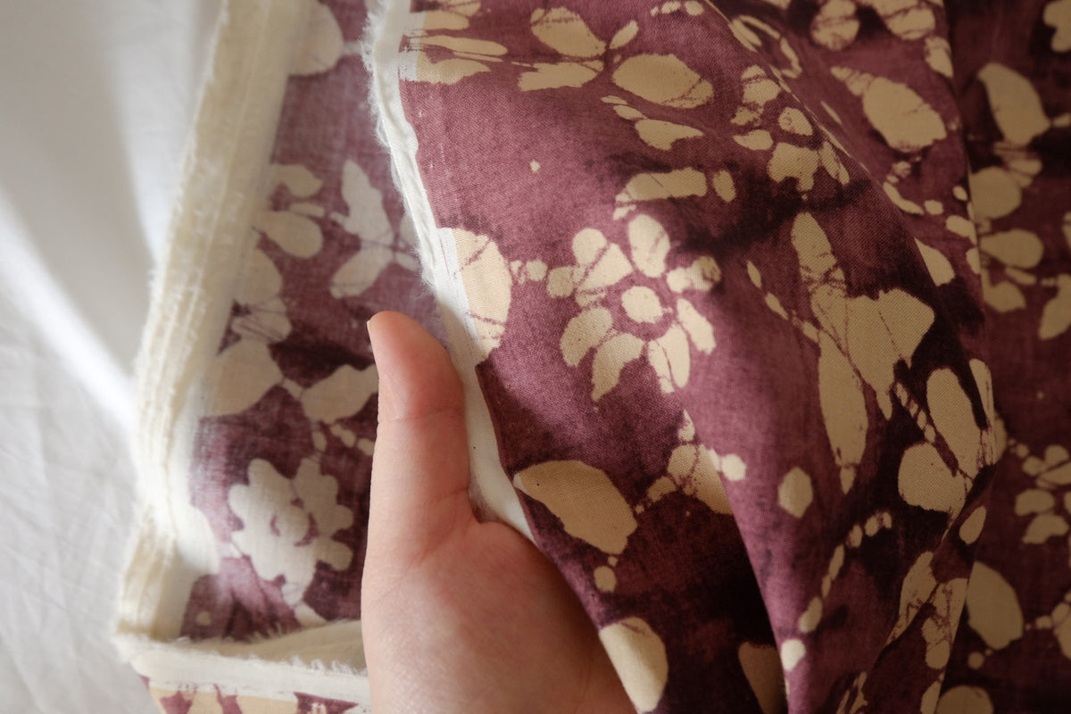 Batik Plum Floral Fine Cotton – 2.2 yd