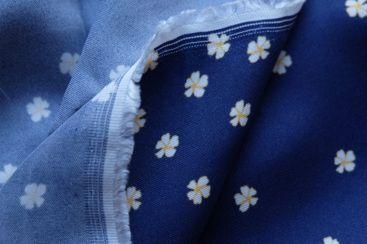 Enzyme-Washed Navy Floral Cupro – 2.7 yd