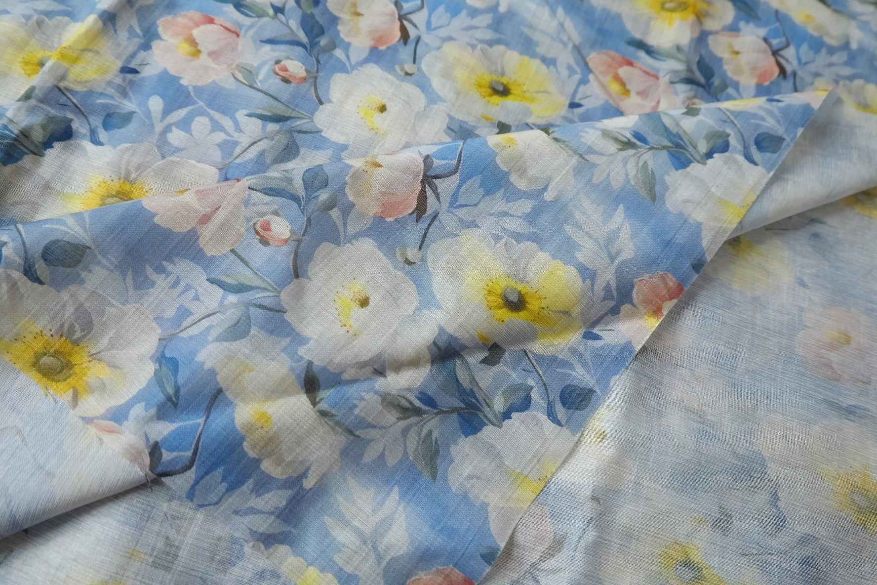 Blue Garden Tencel Ramie-Blend Fabric - 3.28 yd
