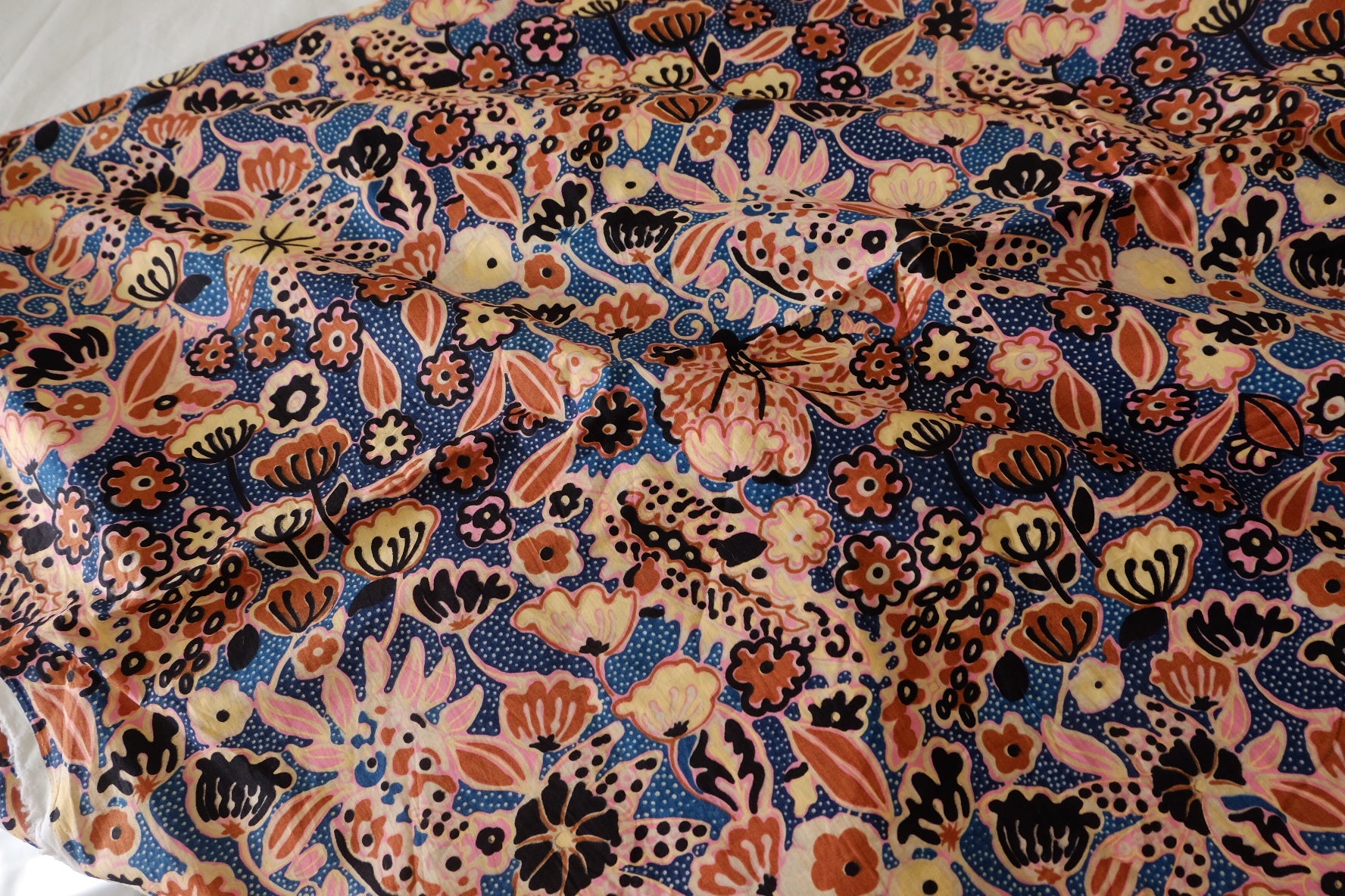 Vintage Butterfly Floral Fine Cotton Poplin Fabric – 1.6 Yards