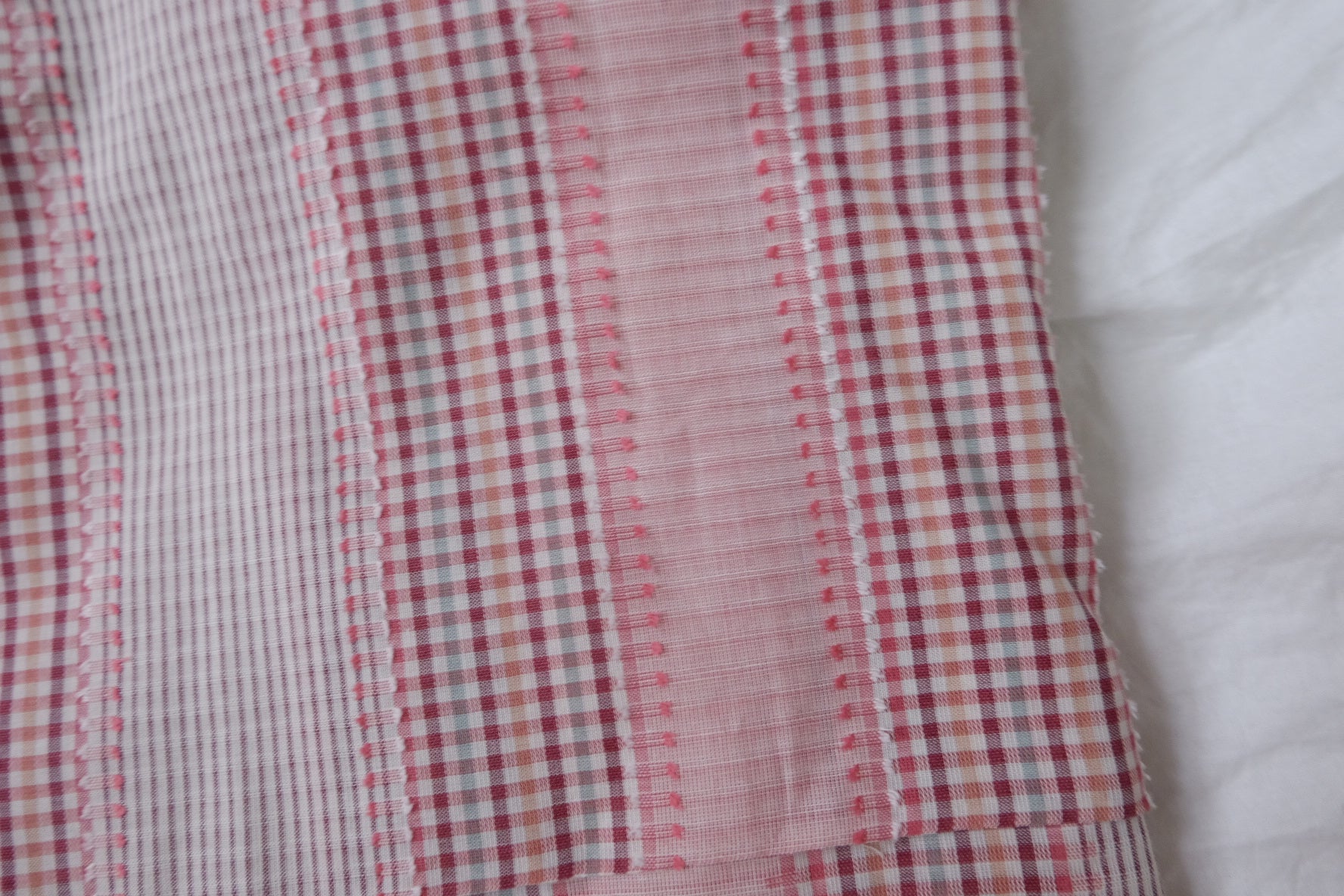 Pink Jacquard Check Cotton Fabric — 1.64 yd