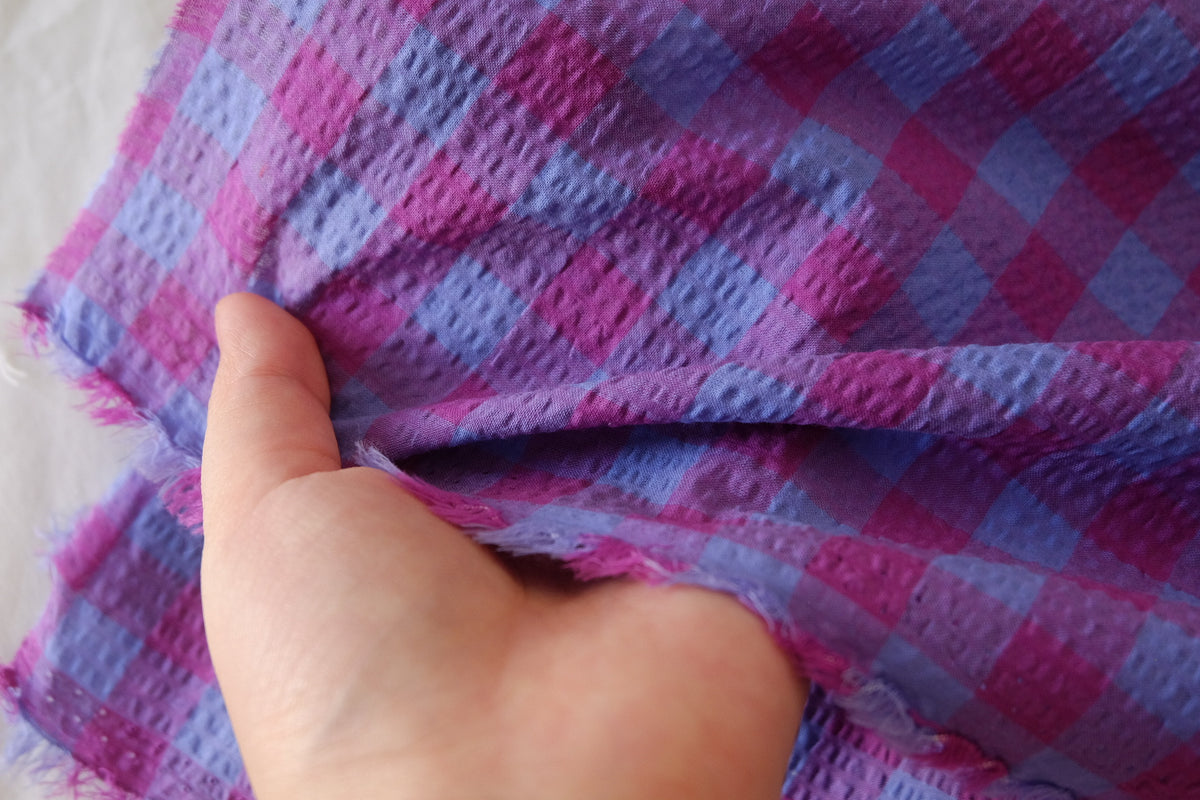 Berry Gingham Cotton Seersucker – 2.2 yd