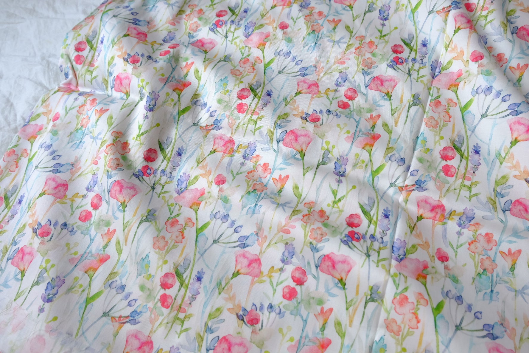 Watercolor Wildflower Silky Stretch Cotton Sateen — 2.19 yd