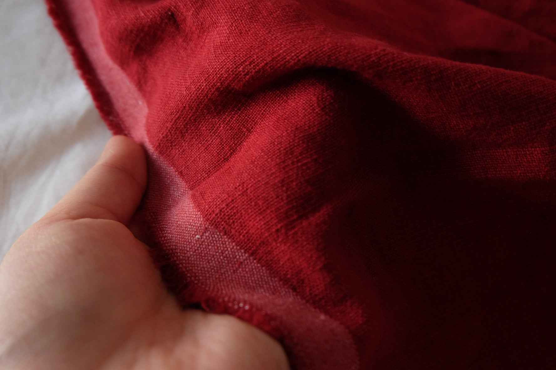 Deep Wine Red Heavyweight Pure Linen Fabric – 2.2 yd