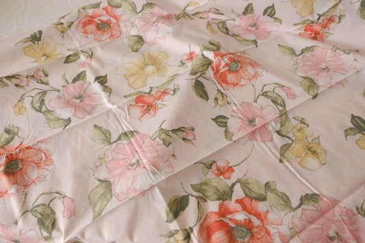 Soft Pink Watercolor Floral Cotton Poplin Fabric – 2.2 Yards