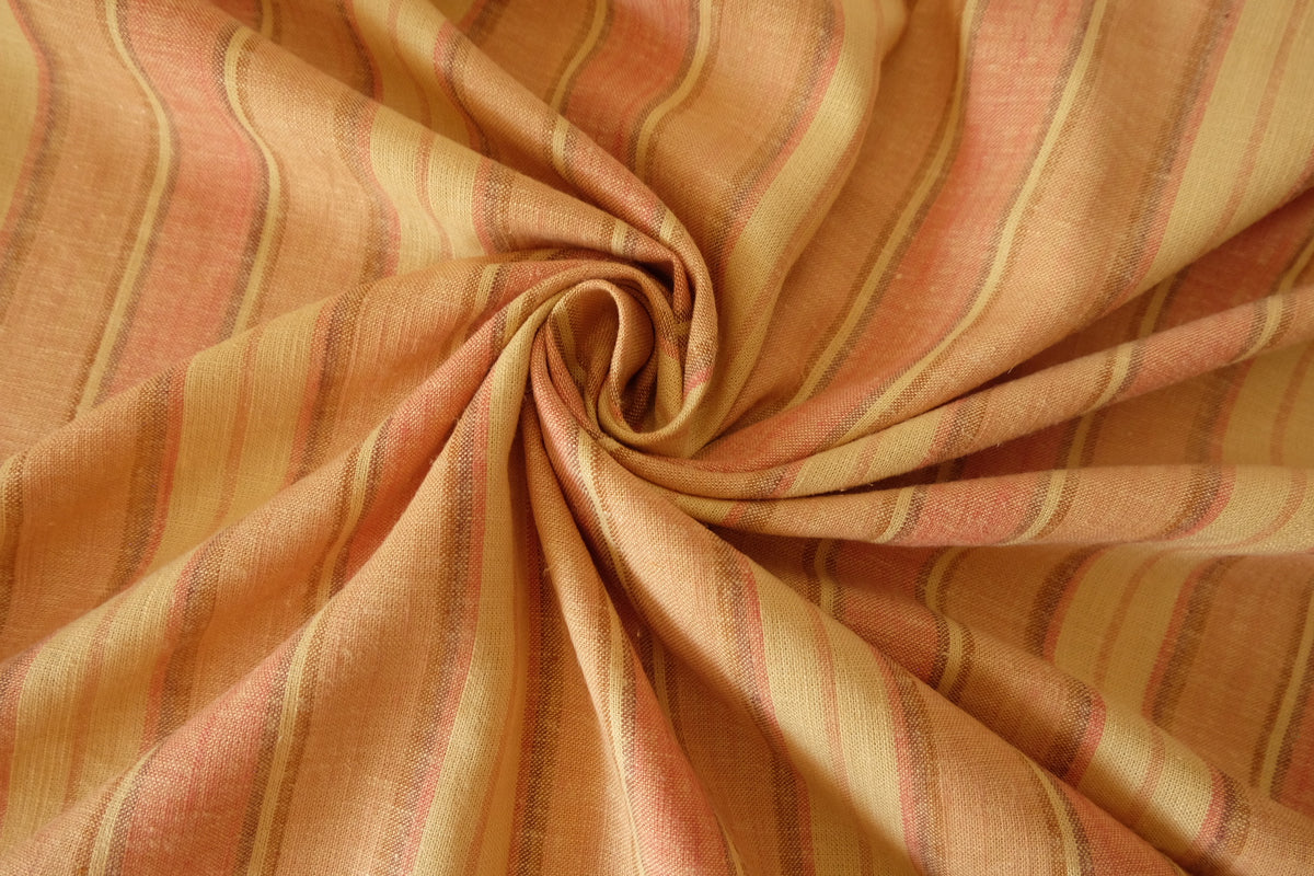 Golden Hour Stripes – Yarn-Dyed Linen Cotton Fabric | 2.2 / 3.3 Yards
