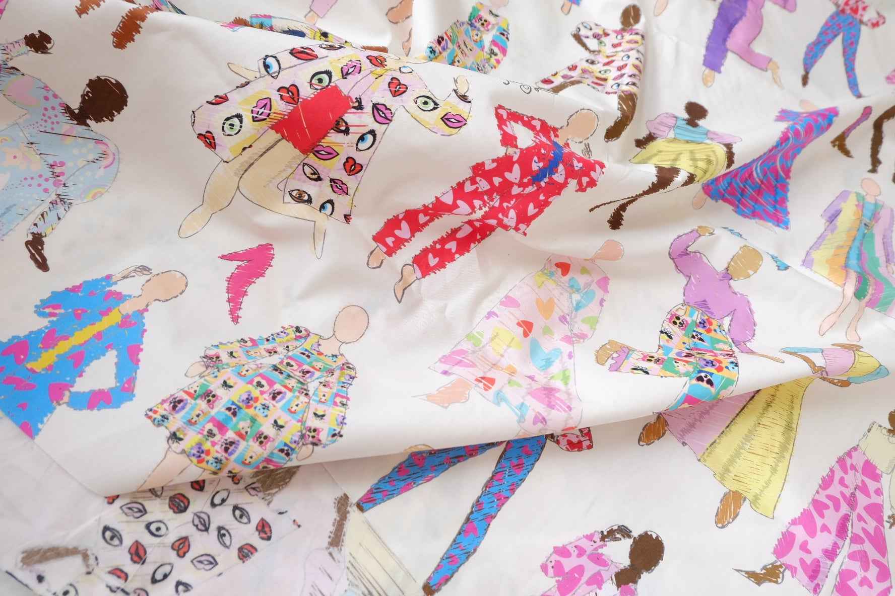 Fashion Illustration Cotton Poplin Fabric - 1.64 yd