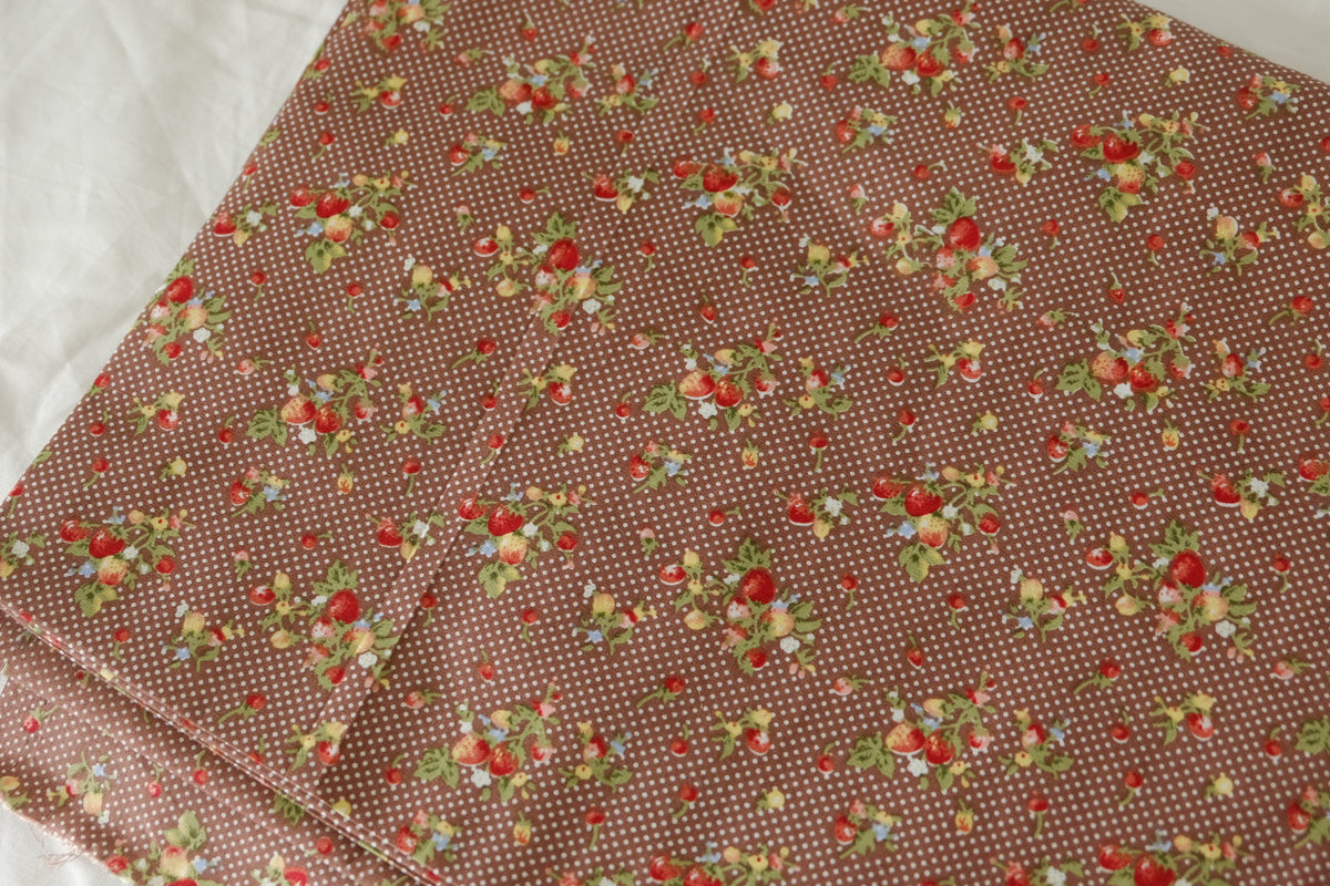 Chocolate Strawberry Dot Cotton – 2.2 yd