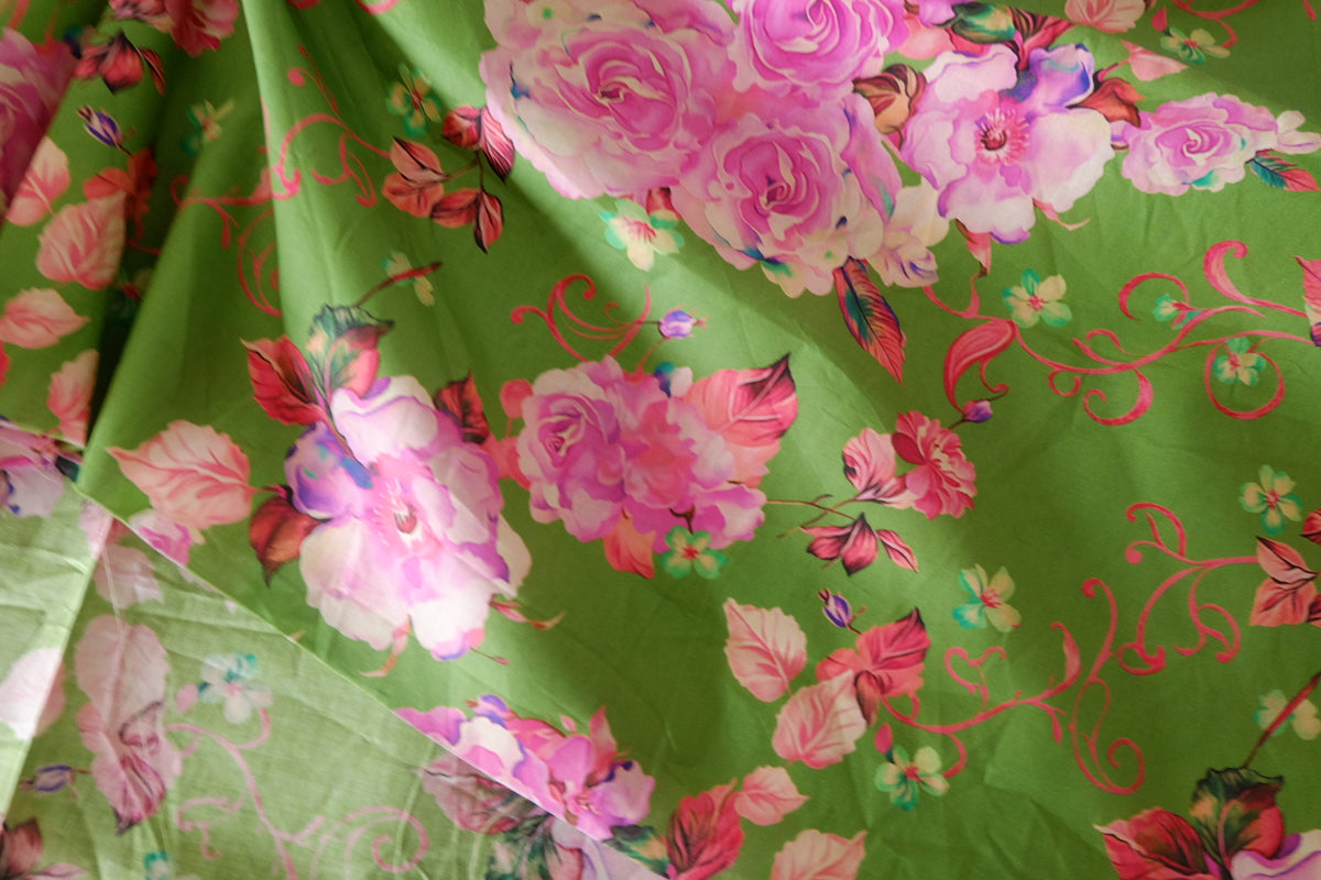 Pink Rose Garden Cotton Lawn Remnant – 1.1 yd