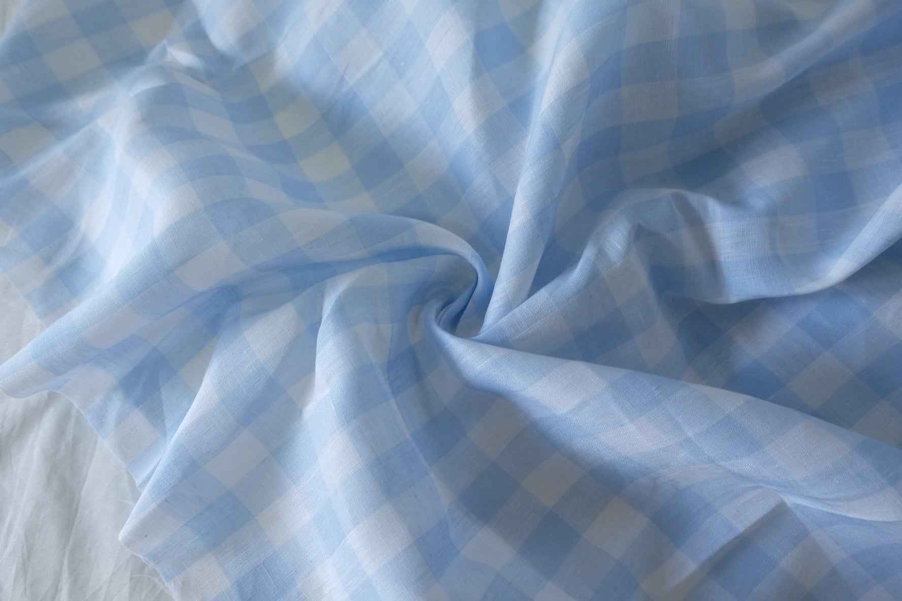 Blue Plaid Yarn Dyed Pure Linen Fabric – 2.2 yd