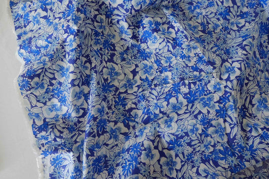 Blue Floral Cotton Poplin Fabric – 3.3 yd