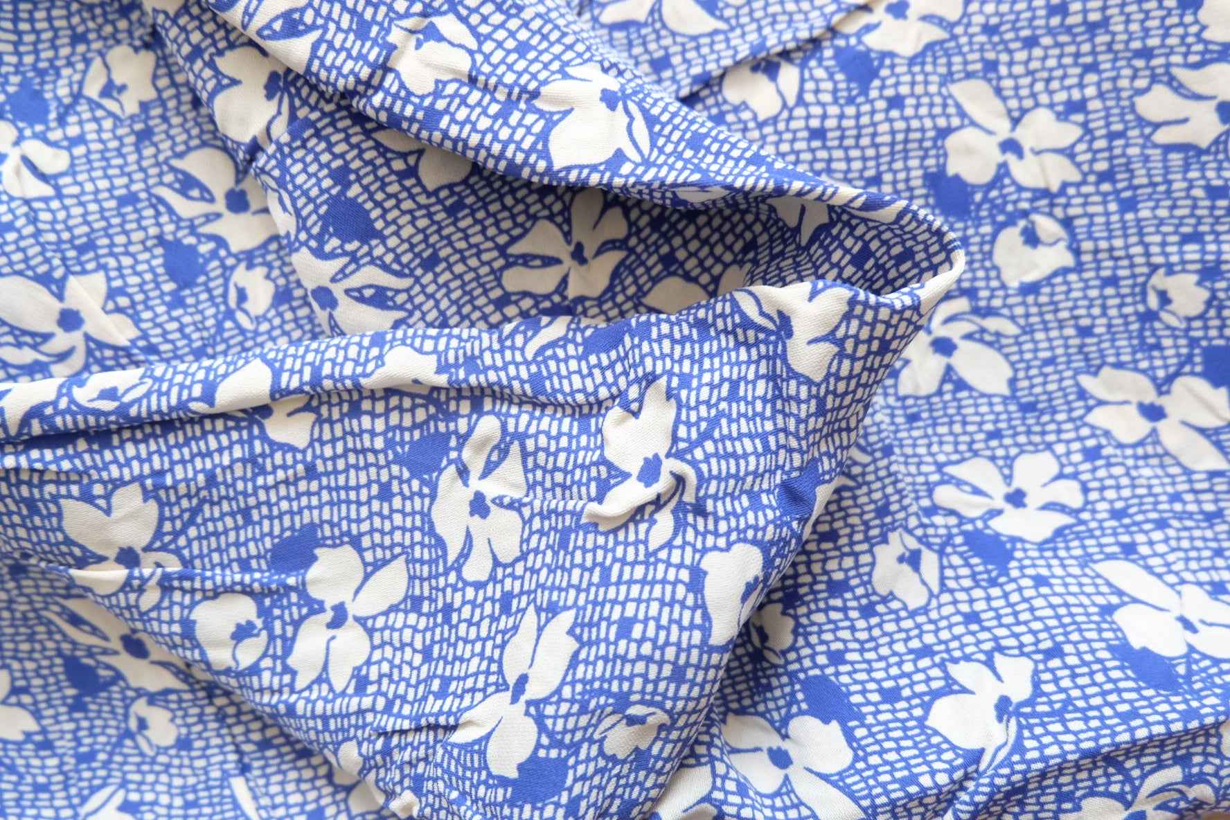 Blue Floral Cupro Fabric — 2.2 yd