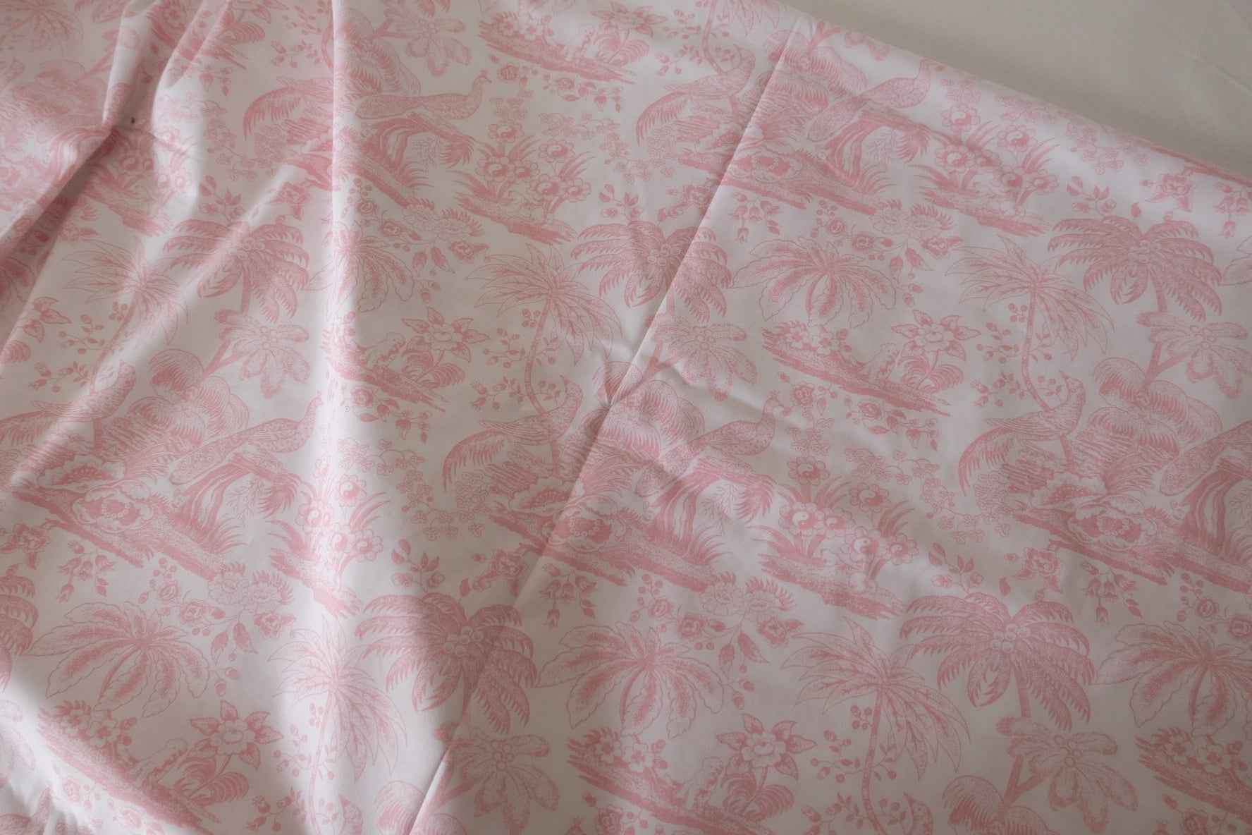 Pink Oriental Floral Cotton Sateen Fabric – 1.6 yd
