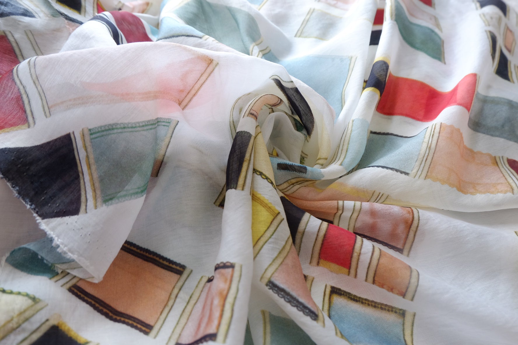Painterly Geometric Tencel Linen Blend Fabric - 3.28 yd