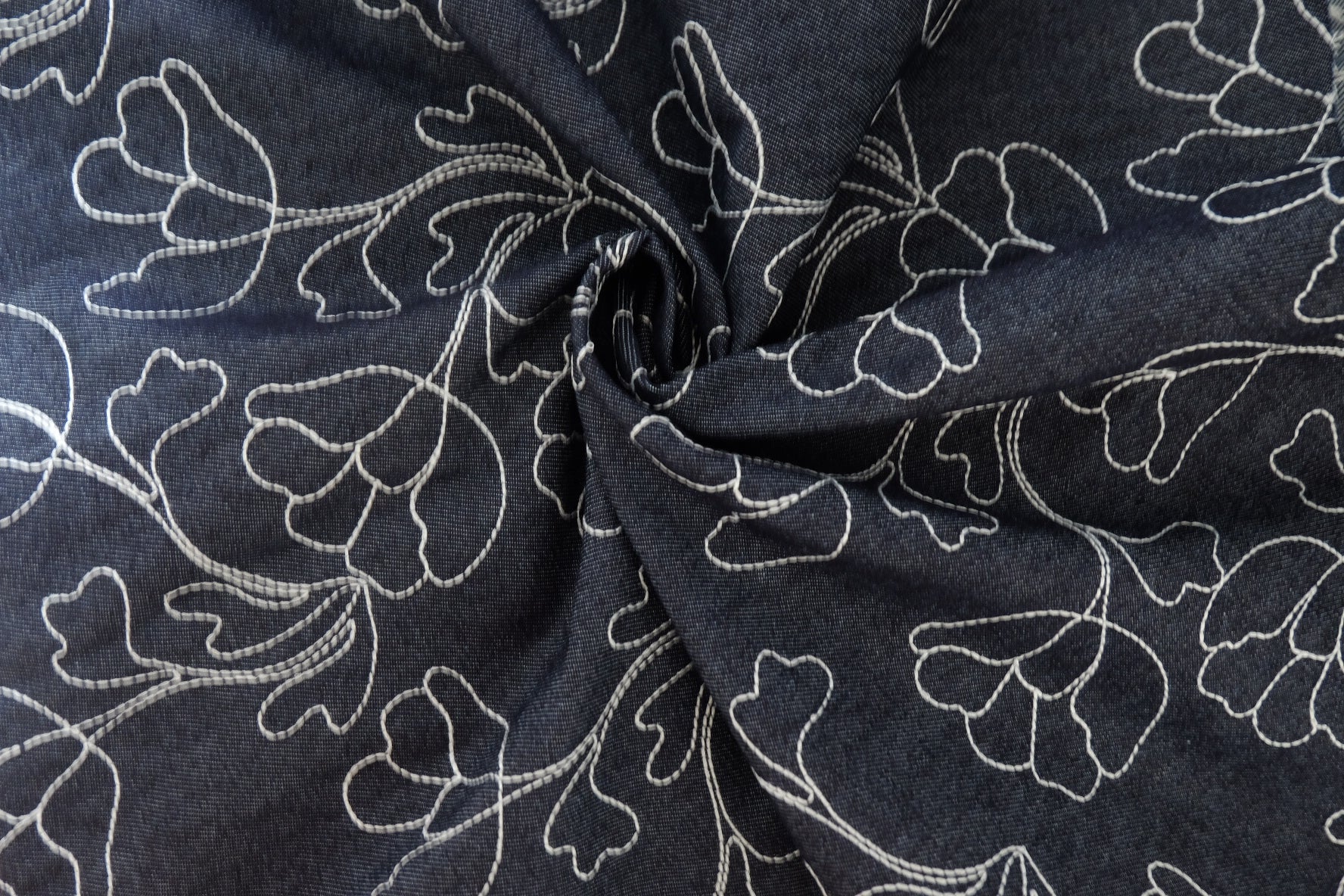 Embroidered Cotton Denim Panel – 1.1 yd