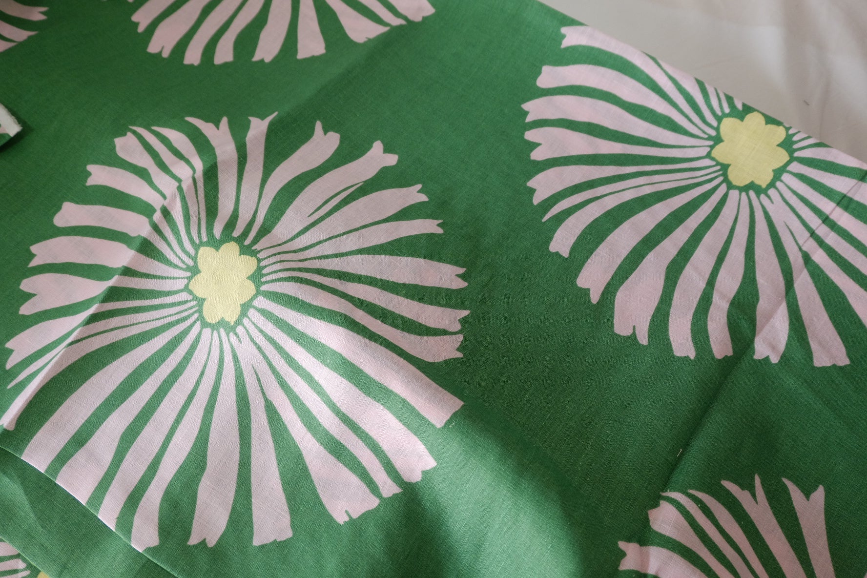 Green Oversized Floral Pure Linen Fabric – 2.2 yd