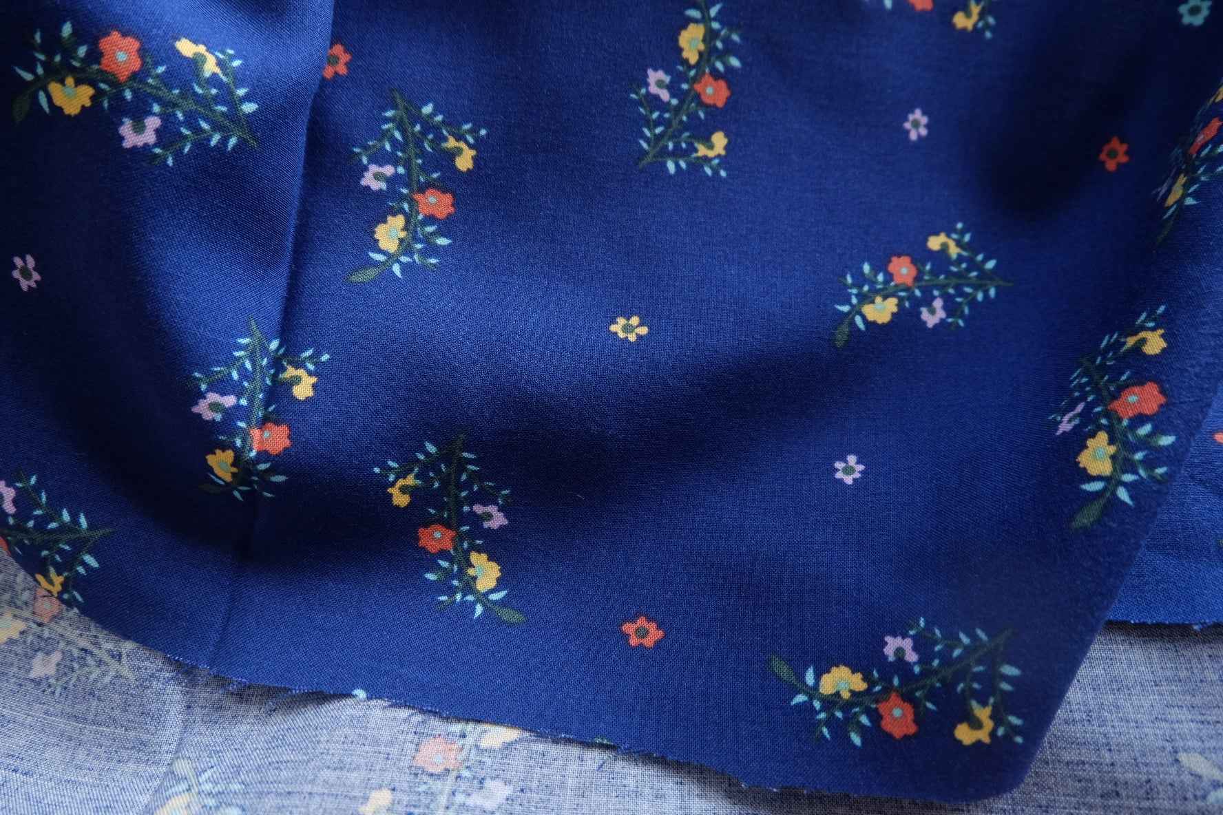 Navy Tiny Floral Cupro Fabric - 1.64 yd
