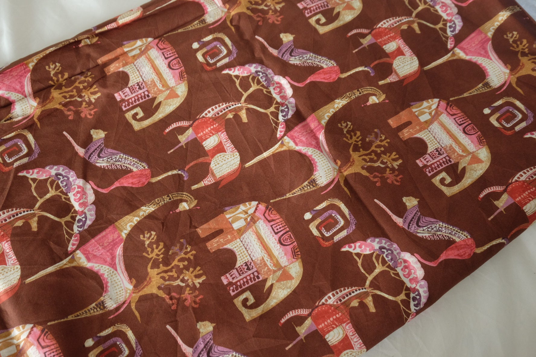 Whimsical Elephant Cotton Lawn Fabric – 2.2 yd