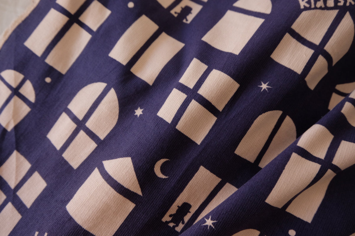 Midnight Windows Printed Cotton Fine Wale Corduroy – 2.2 yd