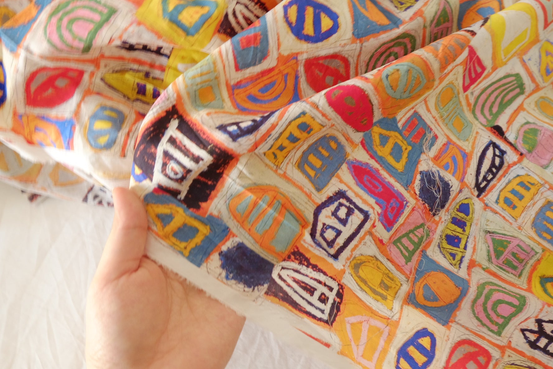 Colorful Abstract 80s Cotton Poplin Fabric – 2.2 yd