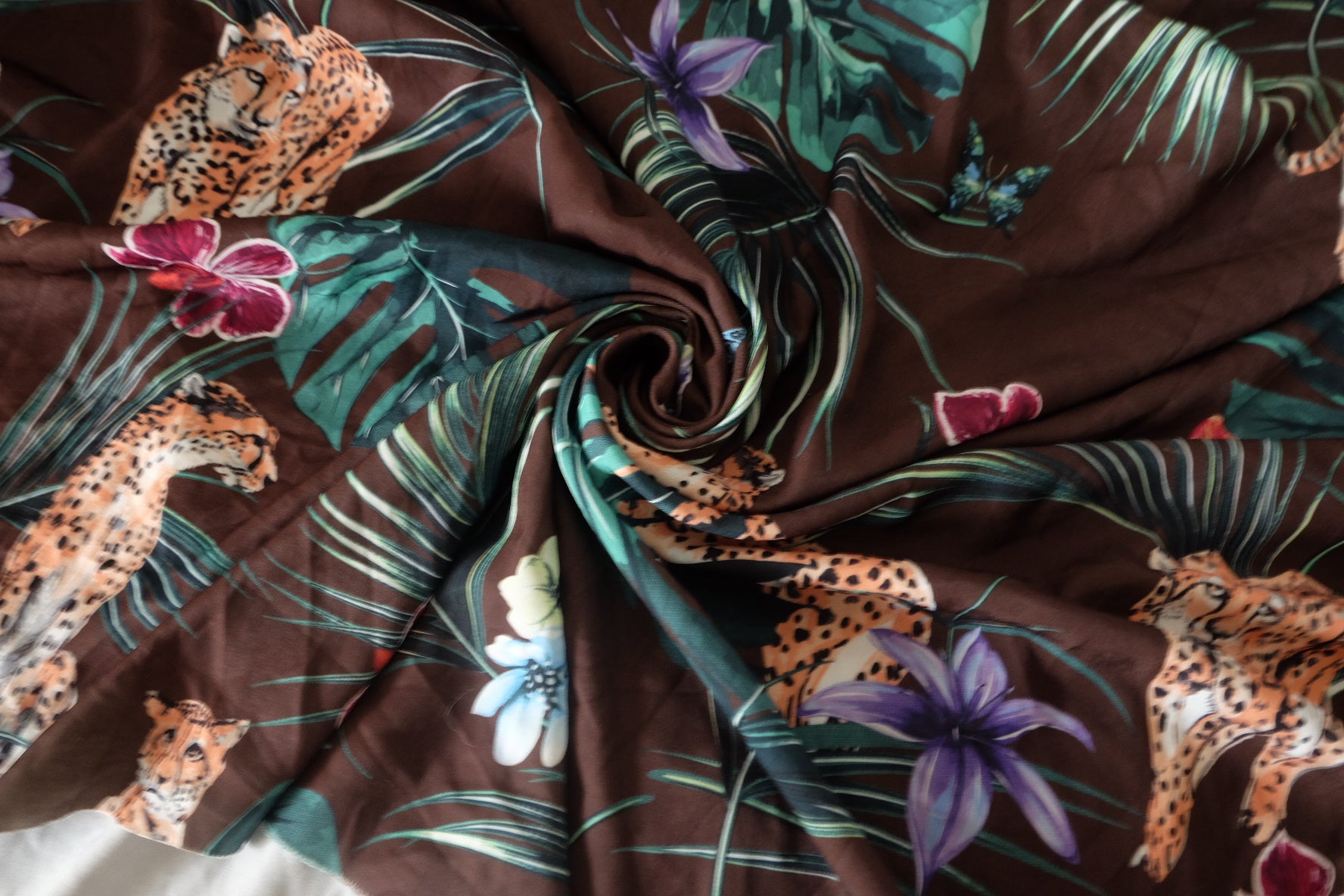 Chocolate Jungle Leopard Satin – 2.19 yd