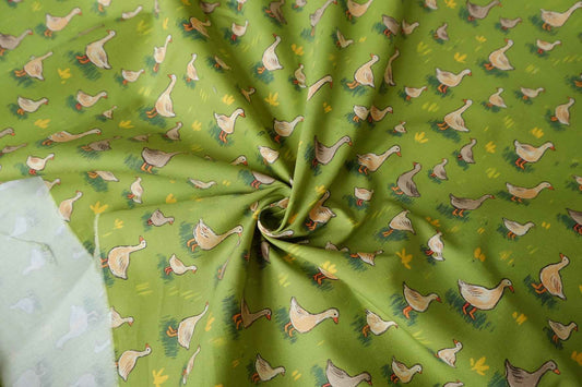 Pastoral Goose Cotton Twill Fabric, Structured Utility Weight, 2.19 Yards
