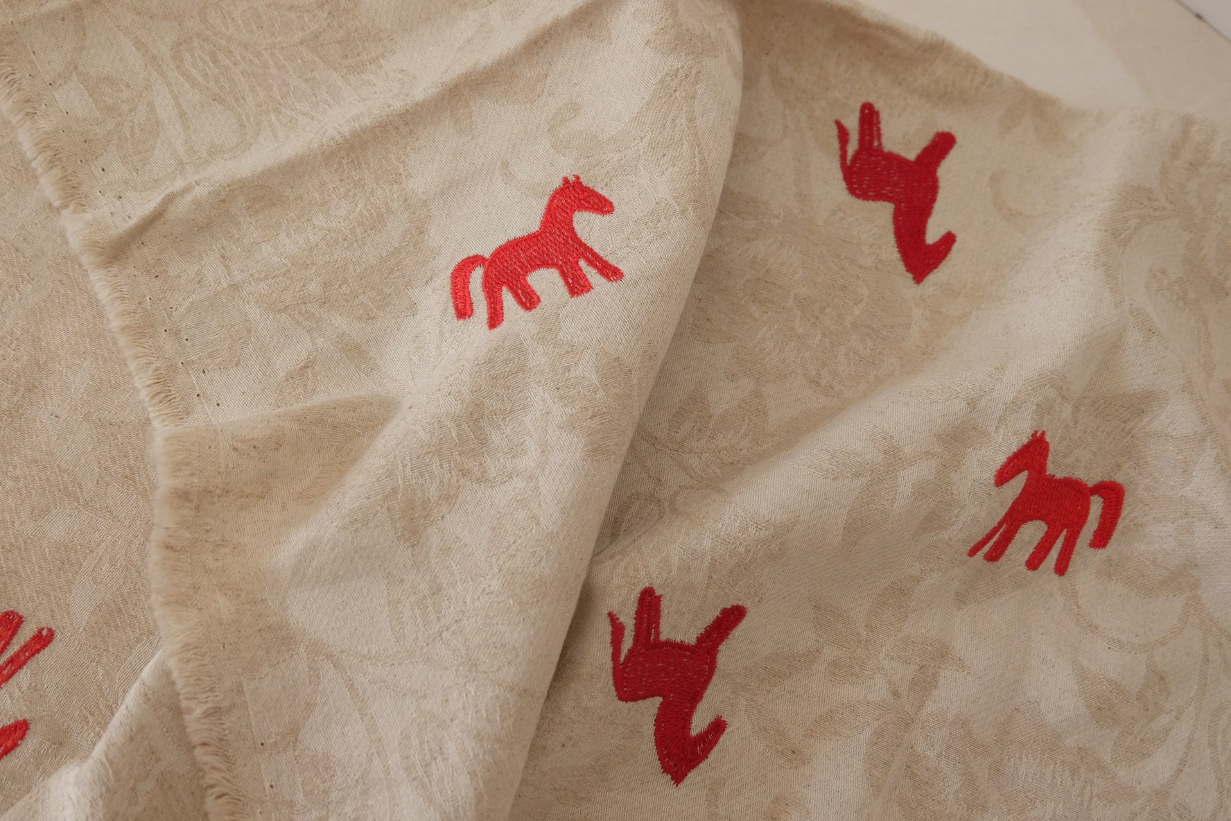 Embroidered Horse Cotton Linen Jacquard Fabric – 1.5 yd