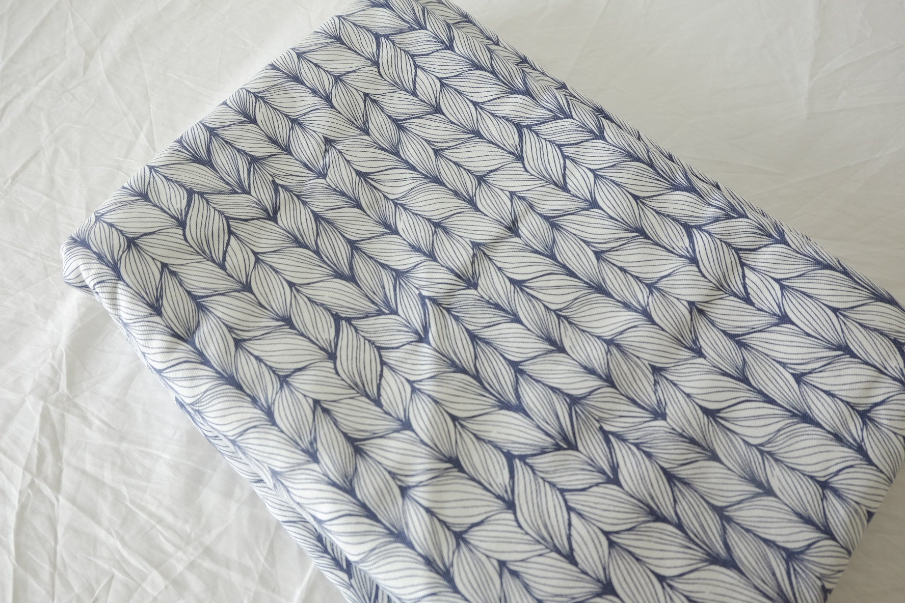 Braided Knit Illusion Print Stretch Cotton Denim Fabric – 1.64 yd Piece